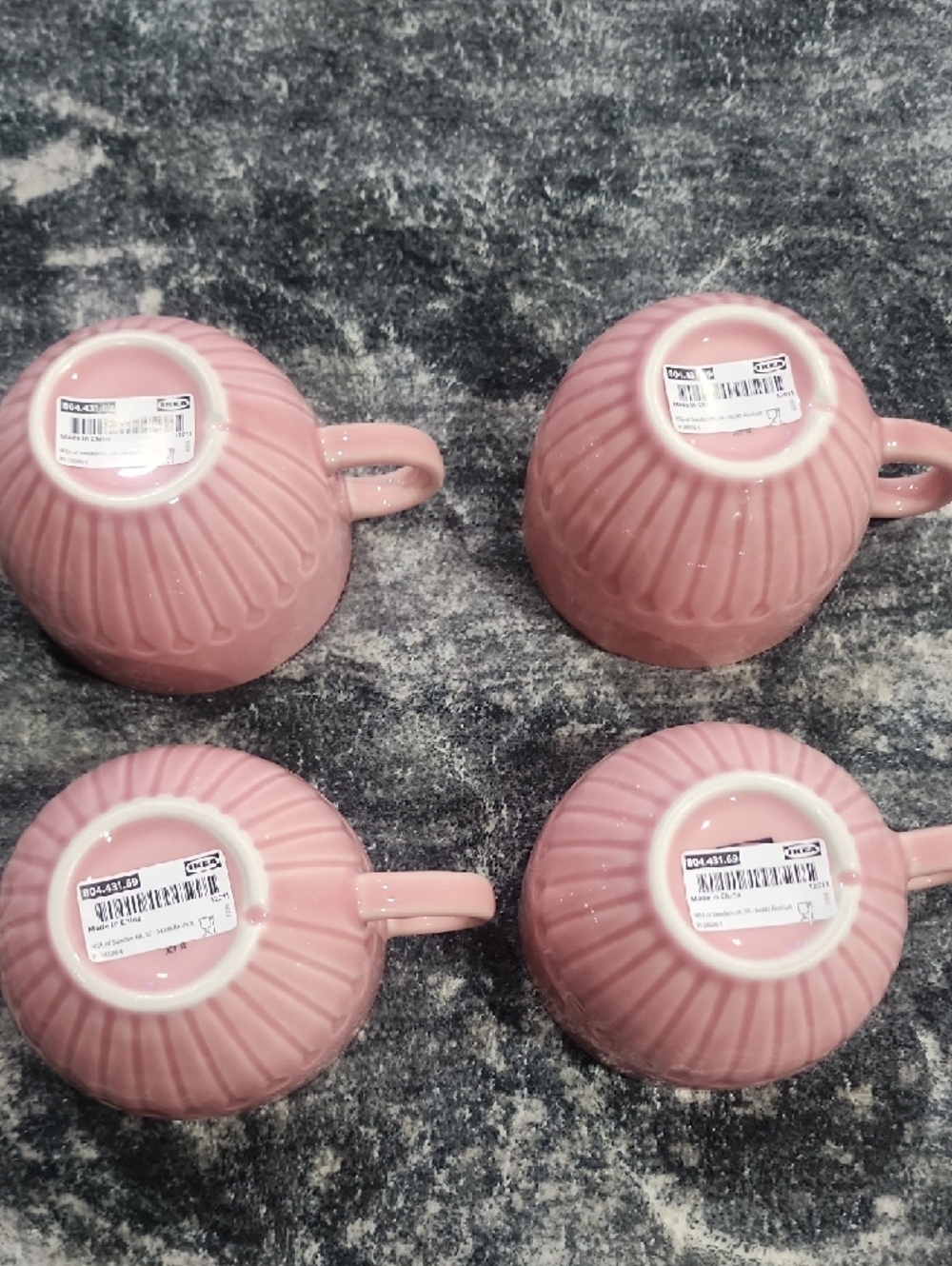 IKEA Pink Ribbed Ceramic Mugs - Set of 4 - Picture 6 of 6